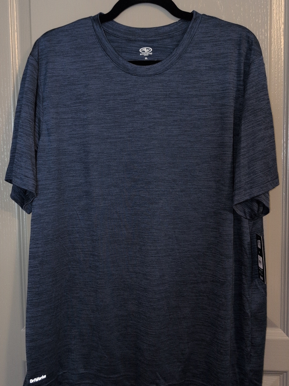 Men's Athletic Works Heathered Navy Crew Neck Performance Tee